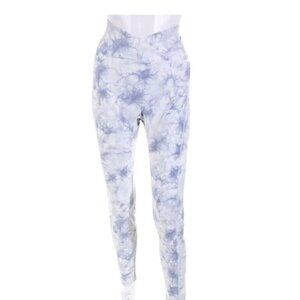 Savage Babe Womens Athletic Mosaic Blue Leggings Size 2XL Pockets Stretch